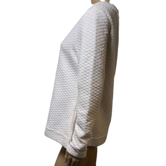 Croft And Barrow White Quilted Pattern Long Sleeve Crew Neck Sweatshirt Size Med - Picture 10 of 13